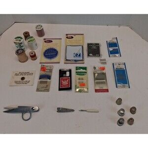 VTG Quilting Sewing Lot Mundial Thread Snips Needles Thimbles Notions Singer